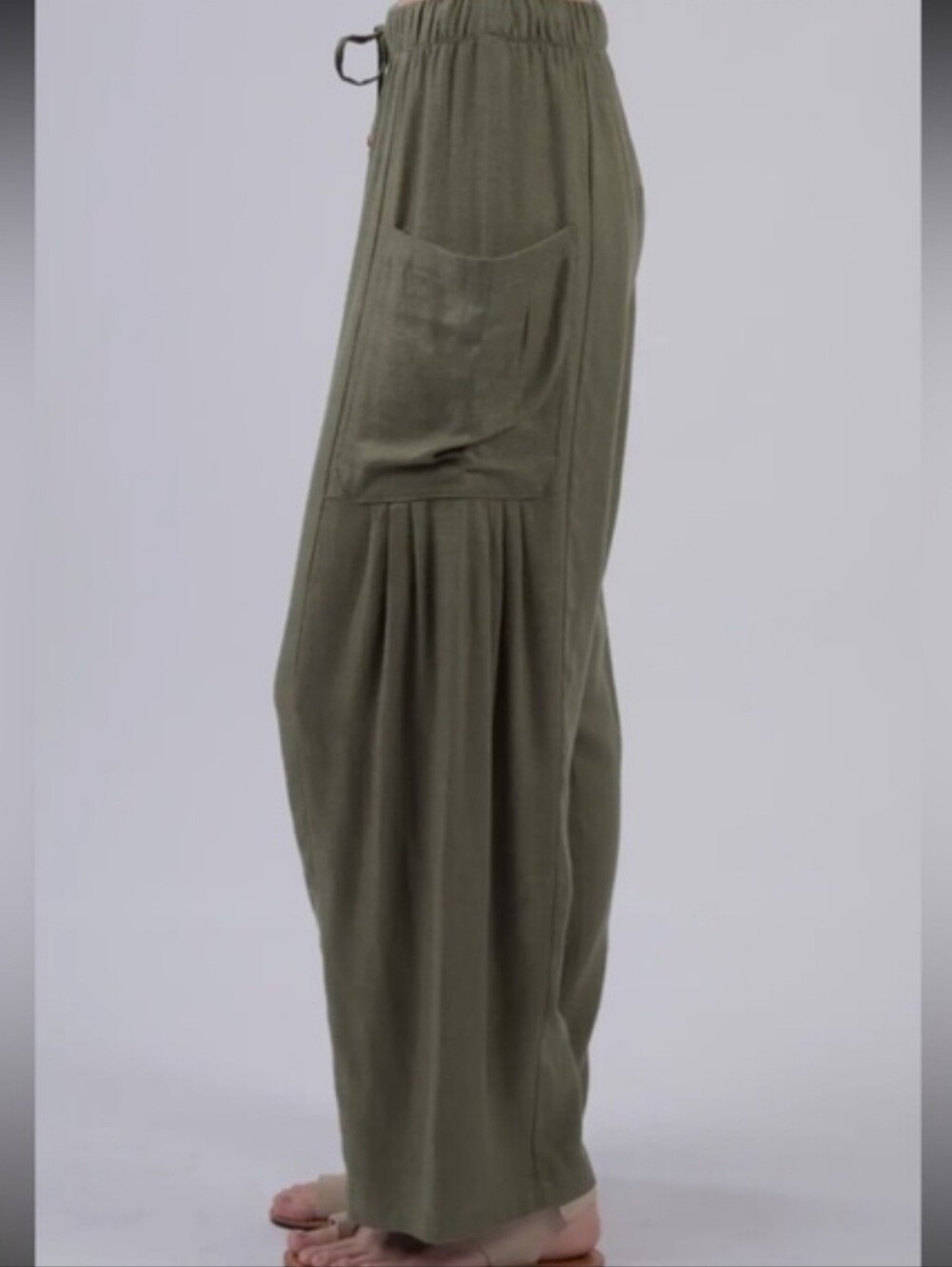 Relaxed Olive Drawstring Joggers for Women - Picture 14 of 14